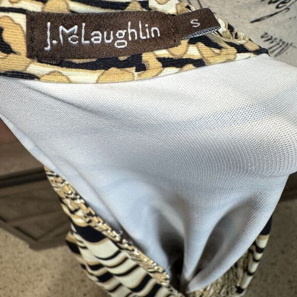 J McLaughlin Animal Print 3/4 Roll Tab Sleeve Midi Shirt Dress Sz S MISSING BELT - Picture 8 of 10
